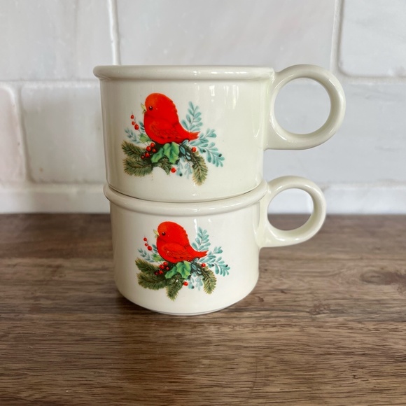 Vintage Ceramic Red Cardinal Mugs Set of 2 - Picture 2 of 7
